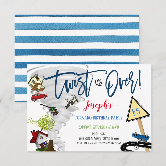 Tornado Geburtstagsparty Einladung (Vorne/Hinten)