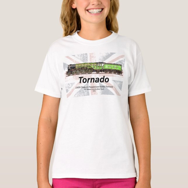 Tornado Vintager Dampfzug Englische Lokomotive T-Shirt (Vorderseite)