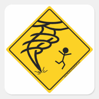 Tornado Warning Sign Quadratischer Aufkleber