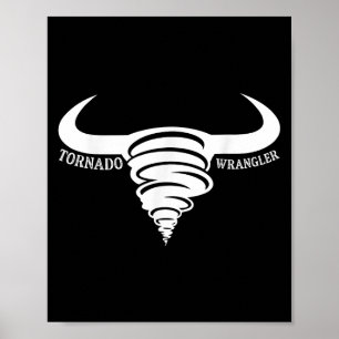 Tornado Wrangler Bold Western Cowboy Graphic Desig Poster