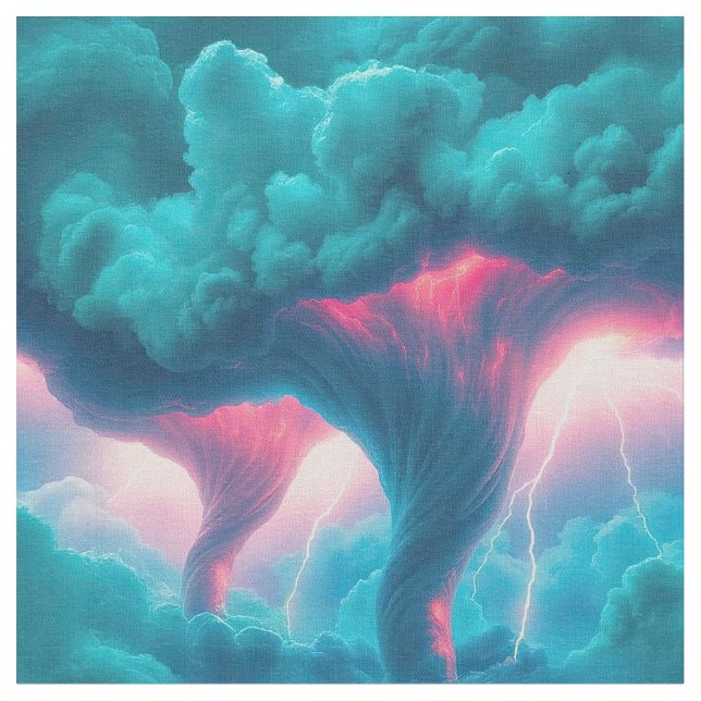 Tornadoes Storm Clouds Blitz Stoff (Nahaufnahme)