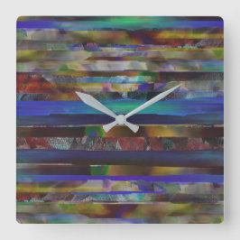 Tornstreifen mit digitalen Farbtexturen Quadratische Wanduhr