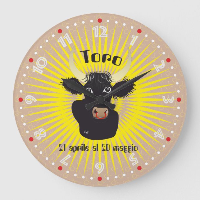 Toro 21 aprile al 20 maggio Orologio Große Wanduhr (Vorderseite)