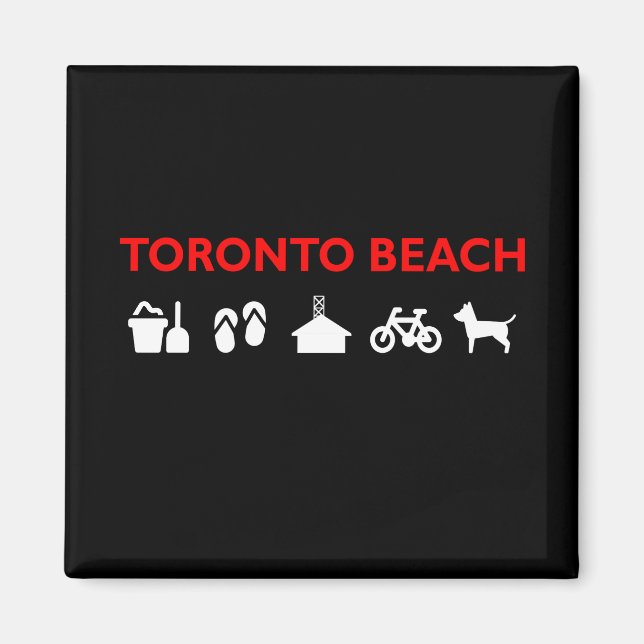 Toronto Beach Icons Dark Color Magnet (Vorne)