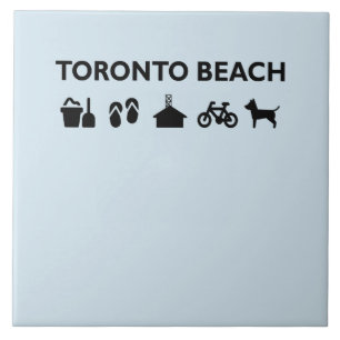 Toronto Beach Icons Monotone Black Fliese