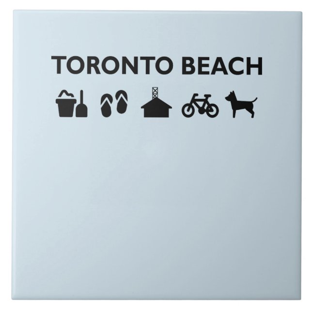Toronto Beach Icons Monotone Black Fliese (Vorderseite)