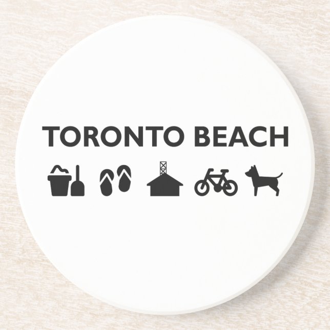 Toronto Beach Icons Monotone Black Getränkeuntersetzer (Vorne)