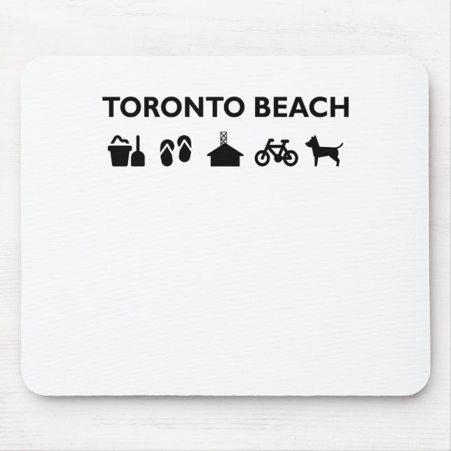 Toronto Beach Icons Monotone Black Mousepad (Vorne)