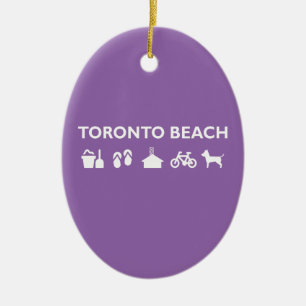 Toronto Beach Icons Monotone Dark Keramik Ornament