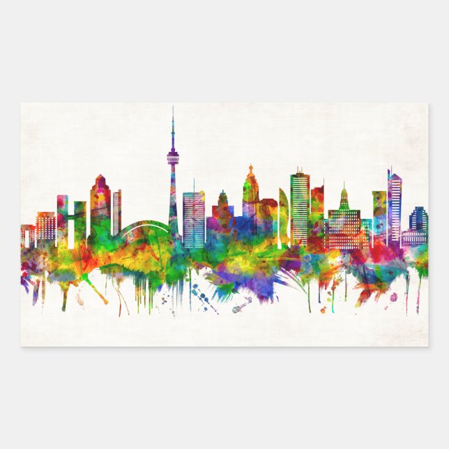 Toronto Canada Skyline Rechteckiger Aufkleber (Vorderseite)
