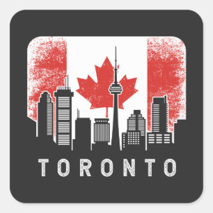Toronto Canada Skyline Vintag Flag Quadratischer Aufkleber