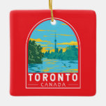 Toronto Canada Travel Art Vintag Keramikornament<br><div class="desc">Toronto retro Vektor Reise Design. Toronto,  die Hauptstadt der Provinz Ontario,  ist eine große kanadische Stadt am nordwestlichen Ufer des Ontariosees.</div>
