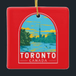 Toronto Canada Travel Art Vintag Keramikornament<br><div class="desc">Toronto retro Vektor Reise Design. Toronto,  die Hauptstadt der Provinz Ontario,  ist eine große kanadische Stadt am nordwestlichen Ufer des Ontariosees.</div>