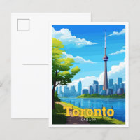 Toronto Canada Travel Vintag Illustration