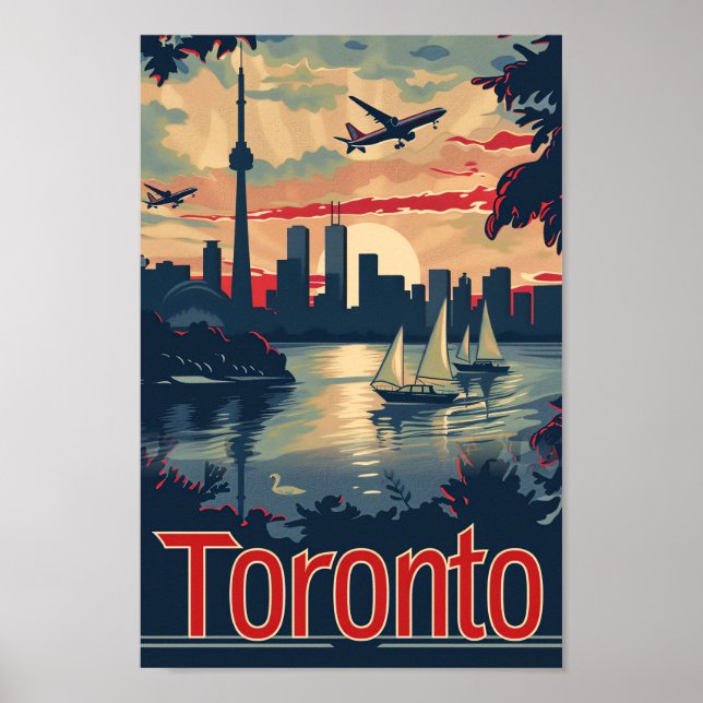Toronto Canada Vintag Retro Travel Illustration Poster (Vorne)