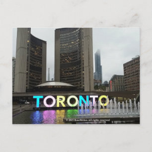 Toronto City Hall With Pan Am Sign by RoseWrite Postkarte