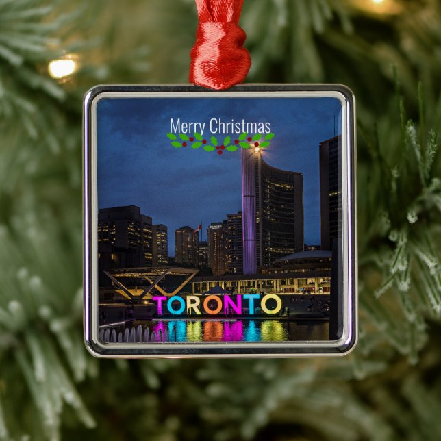 Toronto Colorful Skyline Ornament Aus Metall (Baum)