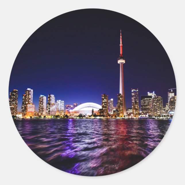Toronto, Kanada Night Skyline Runder Aufkleber (Vorderseite)