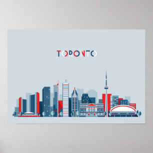 Toronto, Kanada Rote, weiße und blaue Skyline Poster