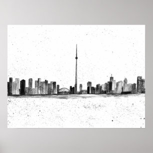 Toronto Kanada Skyline Vintage CN Tower Poster