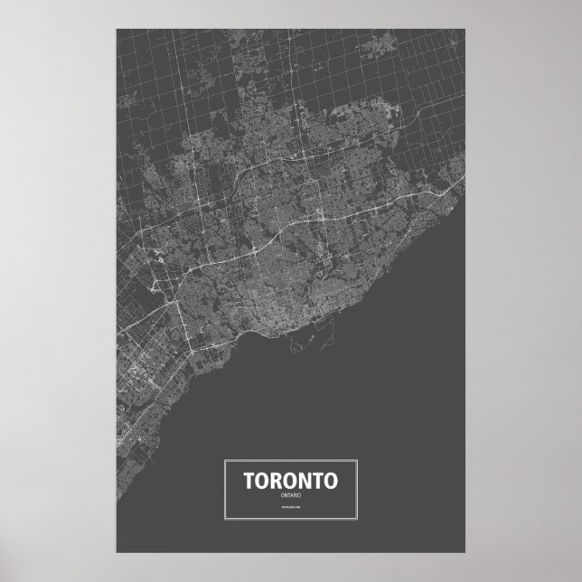 Toronto, Ontario (weiß auf schwarz) Poster (Vorne)