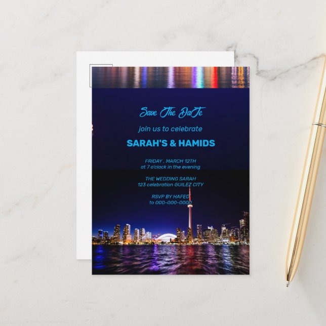 TORONTO Save the Date Vorlage, Toronto Postcard S Postkarte (Vorderseite/Rückseite Beispiel)