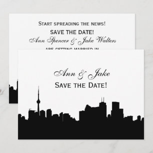 Toronto Silhouette DIY BG Color Save the Date Wh2 Einladung
