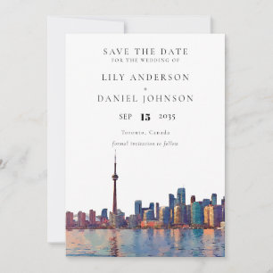 Toronto Skyline Aquarell Ziel Hochzeit Save The Date