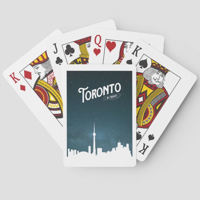 Toronto Skyline bei Nacht bei CN Tower Spielkarten (Rückseite)
