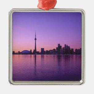 Toronto-Skyline bei Nacht, Ontario, Kanada Silbernes Ornament
