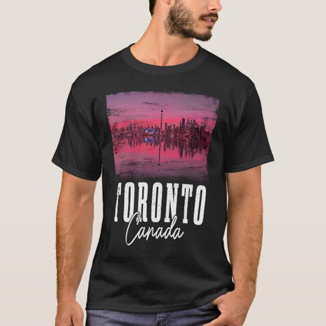 Toronto Skyline Ontario Canada Maple Leaf Canadian T-Shirt (Vorderseite)