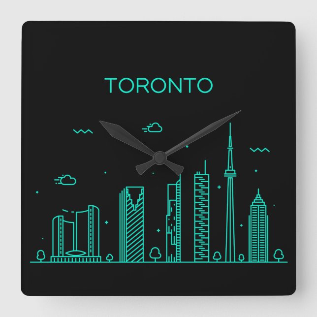 Toronto Skyline Quadratische Wanduhr (Vorderseite)