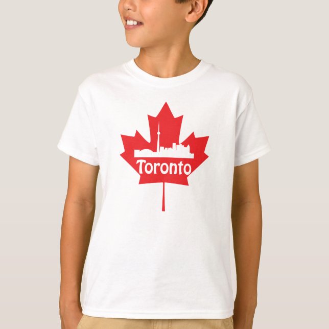 Toronto-Skyline und -Ahornblatt T-Shirt (Vorderseite)