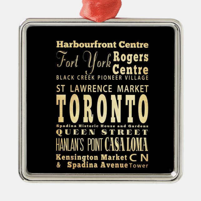 Toronto-Stadt der Kanada-Typografie-Kunst Silbernes Ornament (Vorne)