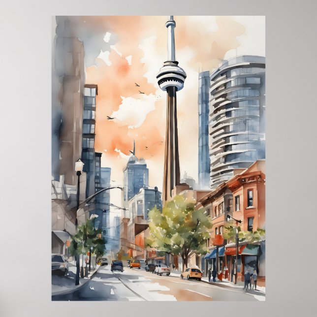 Toronto Wasserfarbenkunst Poster (Vorne)