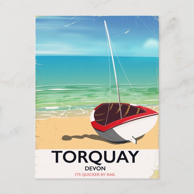 Torquay Devon Vintages Reiseplakat Postkarte (Vorderseite)