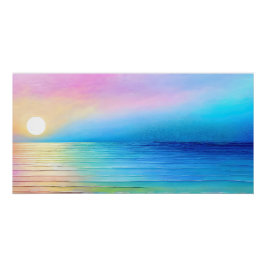 "Torranbay" Große rosa und blaue Landschaft Seasca Poster