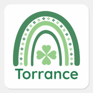 Torrance Name Clover Boho Regenbogen Quadratischer Aufkleber