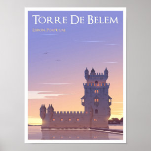 Torre de Belém Lissabon Portugal Vintage Reise Poster