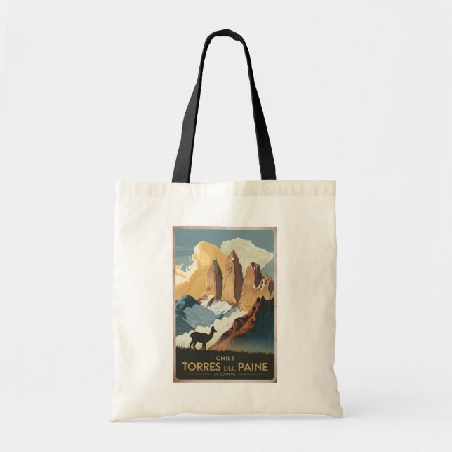Torres del Paine Chile Illustration Travel Art Tragetasche (Vorne)
