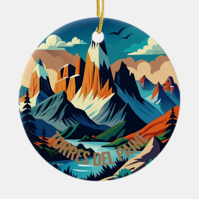 Torres del Paine Nationalpark Chile Keramik Ornament (Vorne)