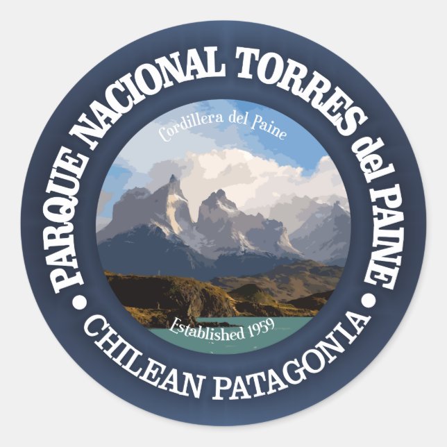 Torres del Paine Nationalpark Runder Aufkleber (Vorderseite)