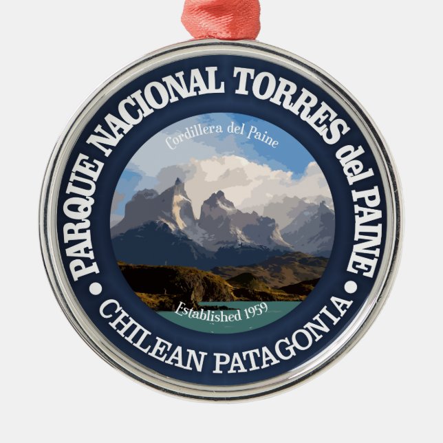 Torres del Paine Nationalpark Silbernes Ornament (Vorne)