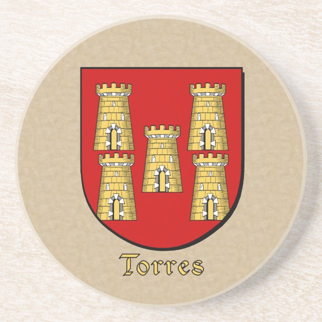 Torres Heraldic Shield Sandstein Untersetzer (Vorne)