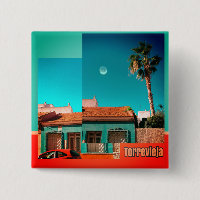 Torrevieja Haus, Mond, Palm, Orange und Turqoise