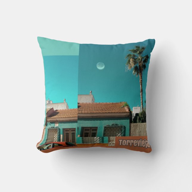 Torrevieja in Orange und Turqoise Kissen (Vorderseite)