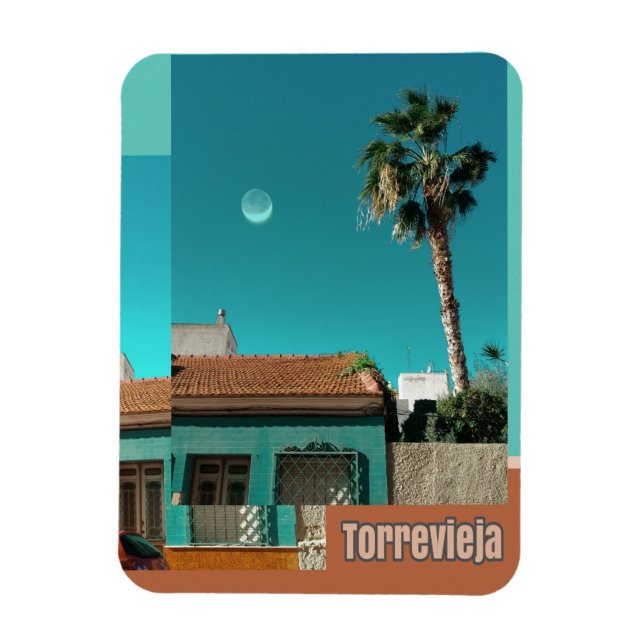 Torrevieja in Orange und Turqoise Magnet (Vertikal)