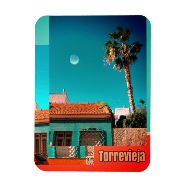 Torrevieja in Orange und Turqoise Magnet (Vertikal)