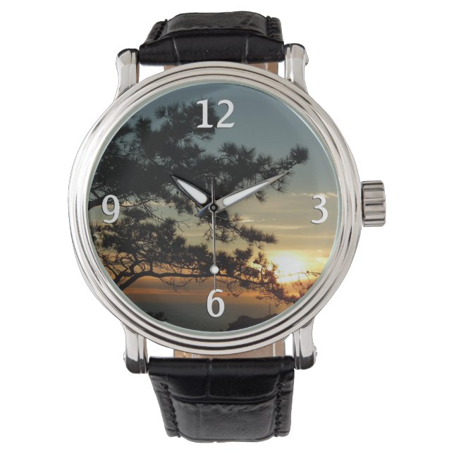 Torrey Pine Sunset I California Landschaft Armbanduhr (Vorderseite)