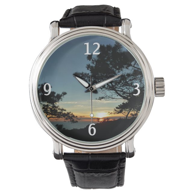 Torrey Pine Sunset III California Landschaft Armbanduhr (Vorderseite)